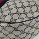 GUCCI GG Supreme Sherry Line Shoulder Bag PVC Navy Gold Red Auth 143575-12