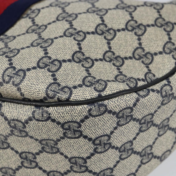 GUCCI GG Supreme Sherry Line Shoulder Bag PVC Navy Gold Red Auth 143575