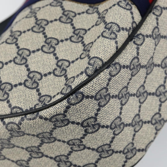 GUCCI GG Supreme Sherry Line Shoulder Bag PVC Navy Gold Red Auth 143575