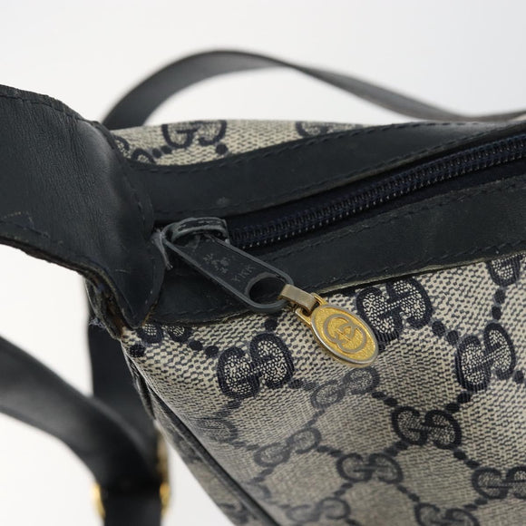 GUCCI GG Supreme Sherry Line Shoulder Bag PVC Navy Gold Red Auth 143575