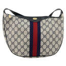 GUCCI GG Supreme Sherry Line Shoulder Bag PVC Navy Gold Red Auth 143575-2