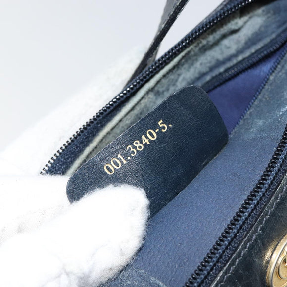 GUCCI GG Supreme Sherry Line Shoulder Bag PVC Navy Gold Red Auth 143575