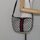 GUCCI GG Supreme Sherry Line Shoulder Bag PVC Navy Gold Red Auth 143575-22