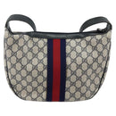 GUCCI GG Supreme Sherry Line Shoulder Bag PVC Navy Gold Red Auth 143575-3