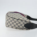 GUCCI GG Supreme Sherry Line Shoulder Bag PVC Navy Gold Red Auth 143575-4
