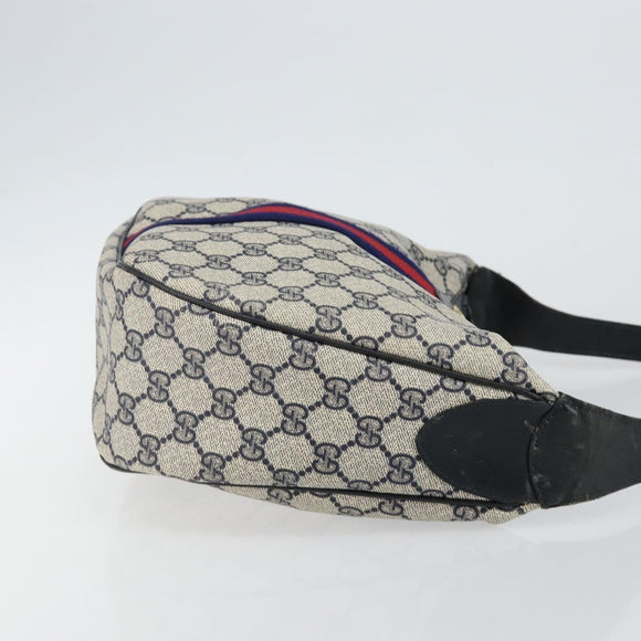 GUCCI GG Supreme Sherry Line Shoulder Bag PVC Navy Gold Red Auth 143575