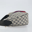 GUCCI GG Supreme Sherry Line Shoulder Bag PVC Navy Gold Red Auth 143575-5