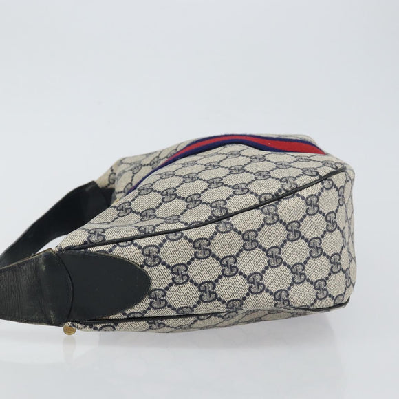 GUCCI GG Supreme Sherry Line Shoulder Bag PVC Navy Gold Red Auth 143575