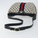 GUCCI GG Supreme Sherry Line Shoulder Bag PVC Navy Gold Red Auth 143575-7