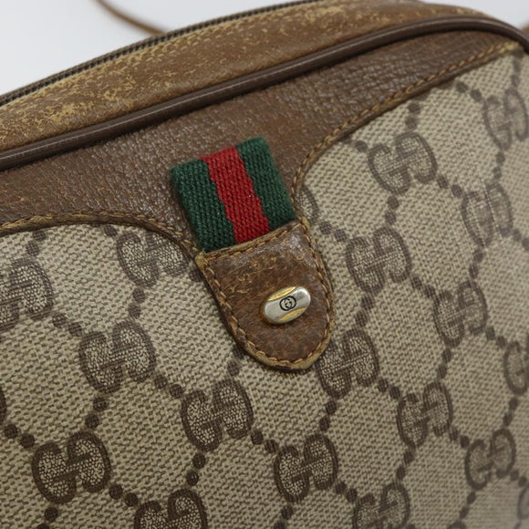 GUCCI GG Supreme Web Sherry Line Shoulder Bag PVC Beige 89 02 066 Auth 143576
