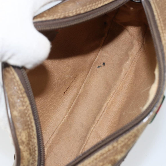 GUCCI GG Supreme Web Sherry Line Shoulder Bag PVC Beige 89 02 066 Auth 143576