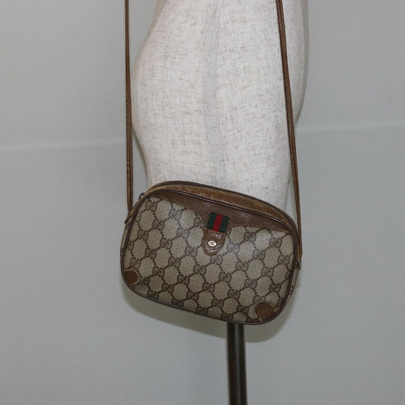 GUCCI GG Supreme Web Sherry Line Shoulder Bag PVC Beige 89 02 066 Auth 143576