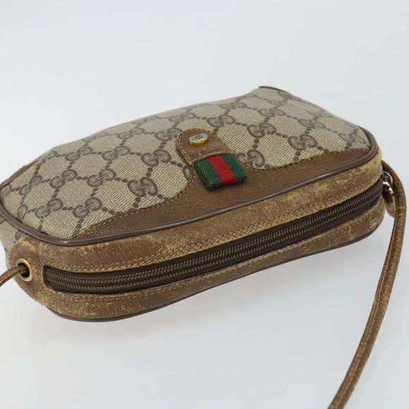 GUCCI GG Supreme Web Sherry Line Shoulder Bag PVC Beige 89 02 066 Auth 143576