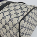 GUCCI GG Supreme Sherry Line Boston Bag PVC Navy Gold Red Auth 143577-12