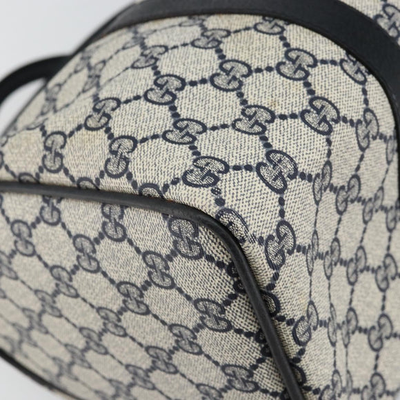 GUCCI GG Supreme Sherry Line Boston Bag PVC Navy Gold Red Auth 143577