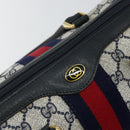 GUCCI GG Supreme Sherry Line Boston Bag PVC Navy Gold Red Auth 143577-14