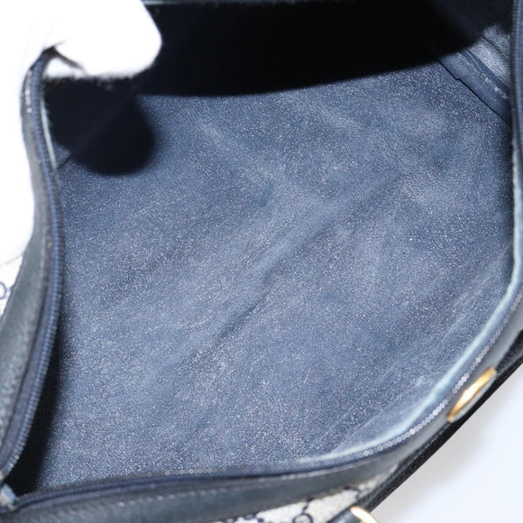 GUCCI GG Supreme Sherry Line Boston Bag PVC Navy Gold Red Auth 143577