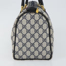 GUCCI GG Supreme Sherry Line Boston Bag PVC Navy Gold Red Auth 143577-4