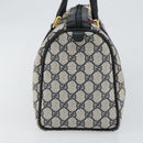 GUCCI GG Supreme Sherry Line Boston Bag PVC Navy Gold Red Auth 143577-5