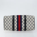 GUCCI GG Supreme Sherry Line Boston Bag PVC Navy Gold Red Auth 143577-9