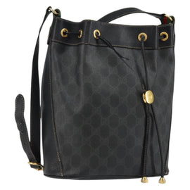 GUCCI GG Supreme Web Sherry Line Shoulder Bag PVC Black 164 02 034 Auth 143578