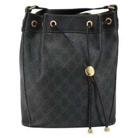 GUCCI GG Supreme Web Sherry Line Shoulder Bag PVC Black 164 02 034 Auth 143578 - 0