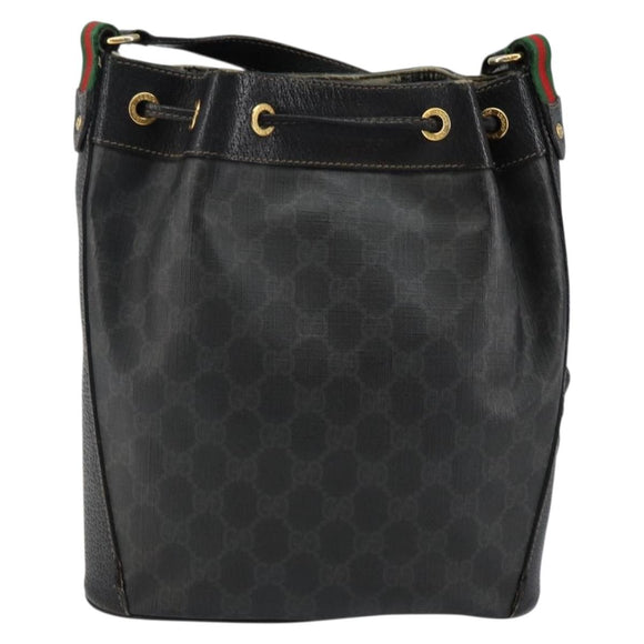 GUCCI GG Supreme Web Sherry Line Shoulder Bag PVC Black 164 02 034 Auth 143578