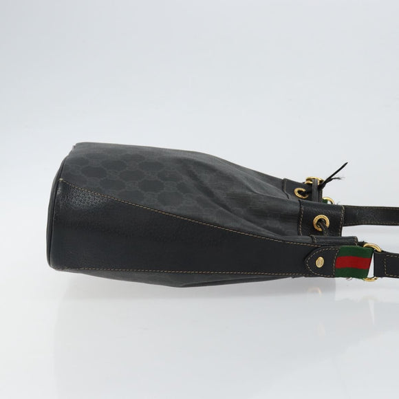 GUCCI GG Supreme Web Sherry Line Shoulder Bag PVC Black 164 02 034 Auth 143578