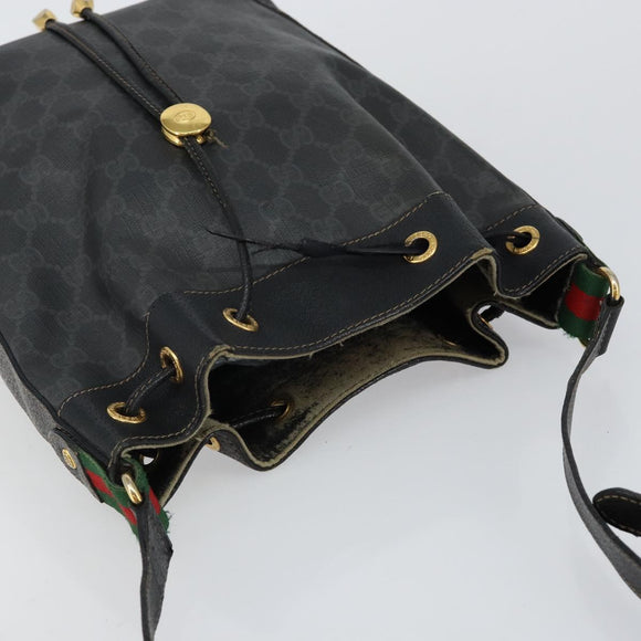 GUCCI GG Supreme Web Sherry Line Shoulder Bag PVC Black 164 02 034 Auth 143578