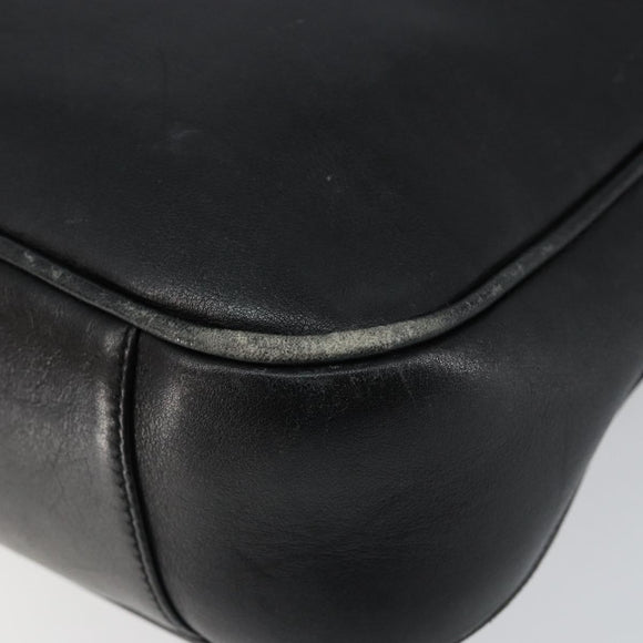 GUCCI Bamboo Hand Bag Leather 2way Black Gold Auth 143579