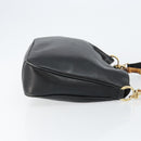 GUCCI Bamboo Hand Bag Leather 2way Black Gold Auth 143579-4