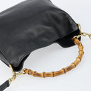 GUCCI Bamboo Hand Bag Leather 2way Black Gold Auth 143579-6