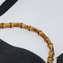 GUCCI Bamboo Hand Bag Leather 2way Black Gold Auth 143579-8