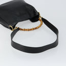 GUCCI Bamboo Hand Bag Leather 2way Black Gold Auth 143579-9