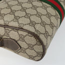 GUCCI GG Supreme Web Sherry Line Shoulder Bag PVC Beige Gold Auth 143580-17