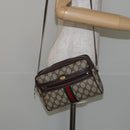 GUCCI GG Supreme Web Sherry Line Shoulder Bag PVC Beige Gold Auth 143580-23