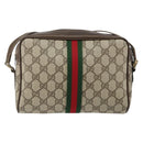 GUCCI GG Supreme Web Sherry Line Shoulder Bag PVC Beige Gold Auth 143580-2