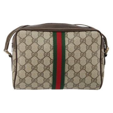 GUCCI GG Supreme Web Sherry Line Shoulder Bag PVC Beige Gold Auth 143580 - 0