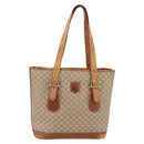 CELINE Macadam Canvas Tote Bag PVC Beige Gold Auth 143582-1