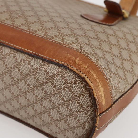 CELINE Macadam Canvas Tote Bag PVC Beige Gold Auth 143582