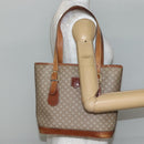 CELINE Macadam Canvas Tote Bag PVC Beige Gold Auth 143582-23