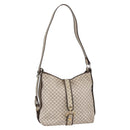 CELINE Macadam Canvas Shoulder Bag PVC Leather White gold Auth 143583-1
