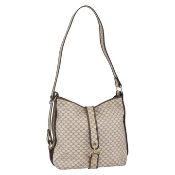 CELINE Macadam Canvas Shoulder Bag PVC Leather White gold Auth 143583