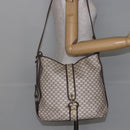 CELINE Macadam Canvas Shoulder Bag PVC Leather White gold Auth 143583-22