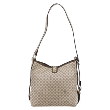 CELINE Macadam Canvas Shoulder Bag PVC Leather White gold Auth 143583 - 0