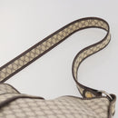 CELINE Macadam Canvas Shoulder Bag PVC Leather White gold Auth 143583-8