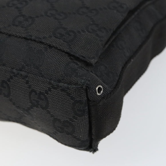 GUCCI GG Canvas Jackie Shoulder Bag Black Silver 92646 Auth 143584