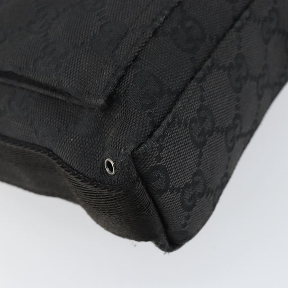 GUCCI GG Canvas Jackie Shoulder Bag Black Silver 92646 Auth 143584