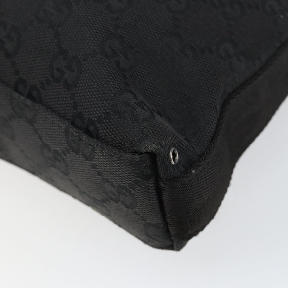 GUCCI GG Canvas Jackie Shoulder Bag Black Silver 92646 Auth 143584