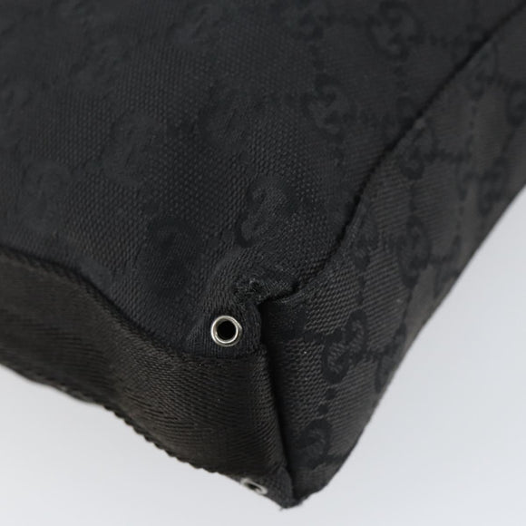 GUCCI GG Canvas Jackie Shoulder Bag Black Silver 92646 Auth 143584